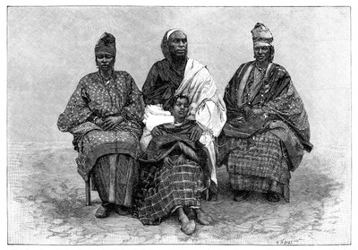 Tipos de toucadores, o intérprete Alpha Sega e suas irmãs, final do século XIX. de Henri Thiriat