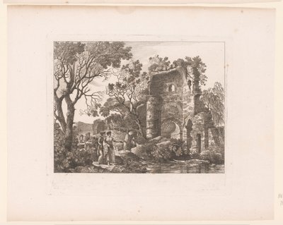 Empresa em uma paisagem com ruínas de Henri Thomann