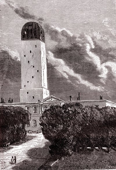 Observatório de Cambridge, "Da Terra à Lua" de Júlio Verne de Henri de (after) Montaut