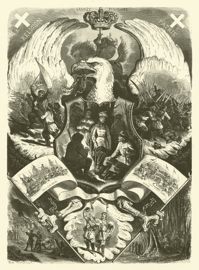 Soldados e uniformes do Exército Polaco durante a revolta de 1863-1864 contra o domínio russo (gravura) de Henri de (after) Montaut