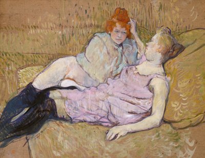 O Sofá, c.1894-96 (óleo sobre papelão) de Henri de Toulouse Lautrec