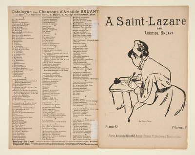 A Saint-Lazare, letra e música de Aristide Bruant, capa para partitura de Henri de Toulouse Lautrec