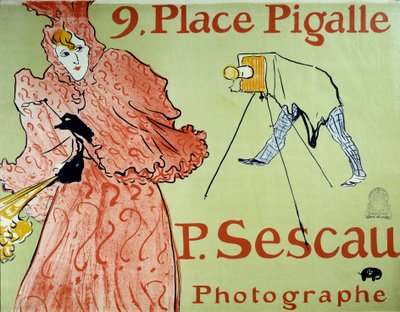 Publicidade para o fotógrafo P. Sescau, 9 Place Pigalle em Montmartre. Cartaz de Henri De Toulouse Lautrec (1864-1901) de Henri de Toulouse Lautrec