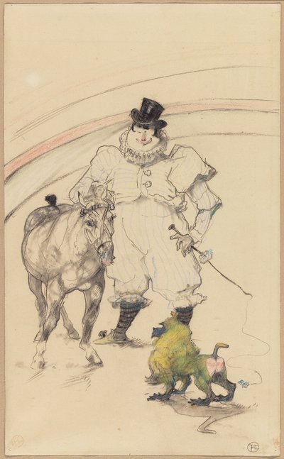 No Circo: Pónei Treinado e Babuíno de Henri de Toulouse Lautrec