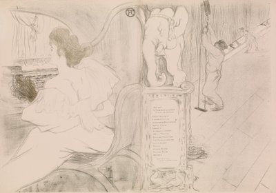 Na cortina Au rideau, 1895., 1895. de Henri de Toulouse Lautrec