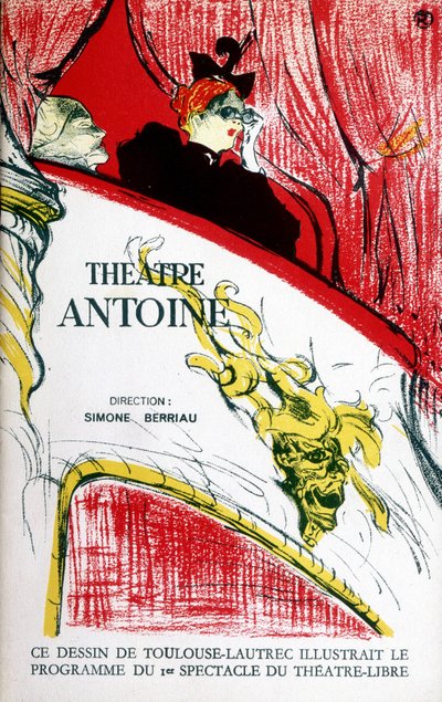 Capa do programa do teatro Antoine, dirigido por Simone Berriau, 1956. Ilustração de Toulouse Lautrec de Henri de Toulouse Lautrec