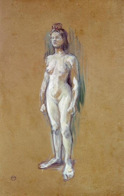 Mulher nua em pé na frente de Henri de Toulouse Lautrec
