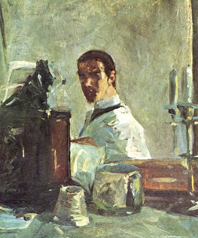 Francês:  Autorretrato diante de um espelho Autorretrato diante de um espelho de Henri de Toulouse Lautrec