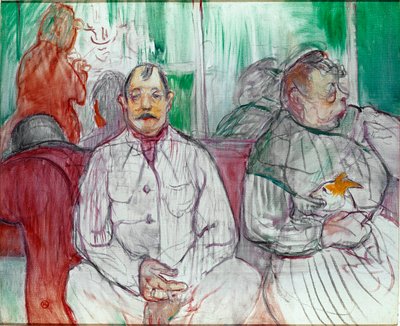 Ele, ela e o cão (Casal com o cão). Pintura de Henri de Toulouse-Lautrec (Toulouse Lautrec de Henri de Toulouse Lautrec