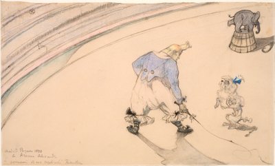 No circo - O palhaço Footit como domador de animais de Henri de Toulouse Lautrec