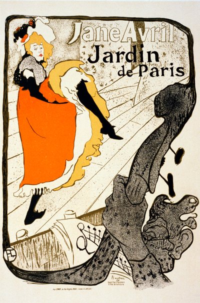 Jane Avril no Jardin de Paris, 1893. de Henri de Toulouse Lautrec