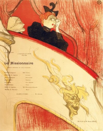 A caixa com o mascron dourado de Henri de Toulouse Lautrec