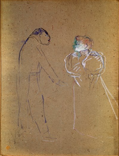 Lucien Germain Guitry (1860-1925) e Jeanne Granier. Desenho de Henri de Toulouse-Lautrec (Toulouse Lautrec de Henri de Toulouse Lautrec