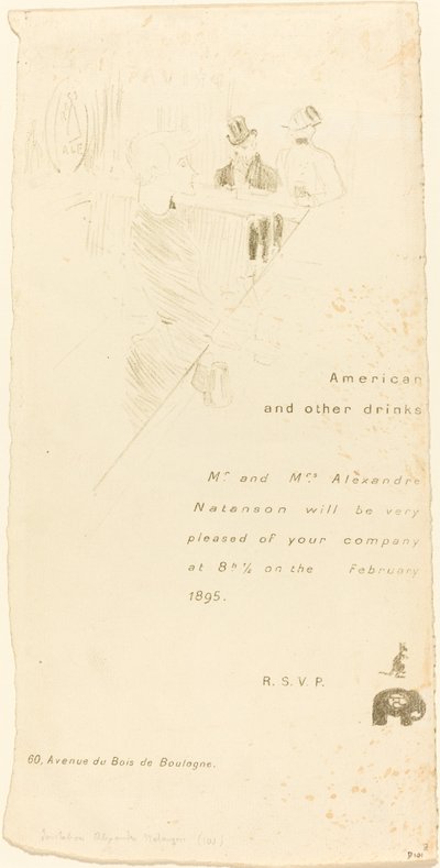 Sr. e Sra. Alexandre Natanson Convite de Henri de Toulouse Lautrec
