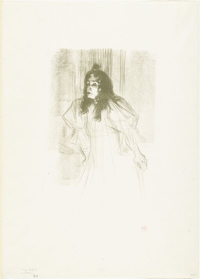 Retrato da cantora May Belfort com cabelos soltos de Henri de Toulouse Lautrec