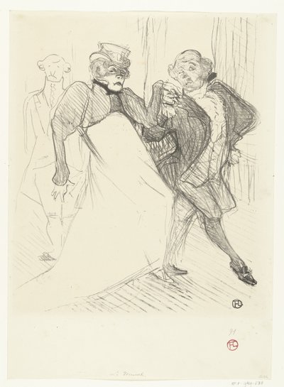 Portret van atores Gabrielle Rejane e Felix Galipaux em toneelstuk Madame Sans-Gêne Rejave e Galipaux, em Madame Sans Gène de Henri de Toulouse Lautrec