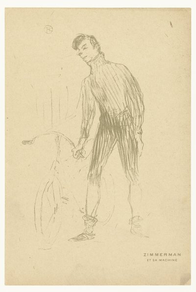 Retrato do ciclista Albert Zimmerman e da sua bicicleta
Zimmerman et sa machine (título sobre o objecto) de Henri de Toulouse-Lautrec