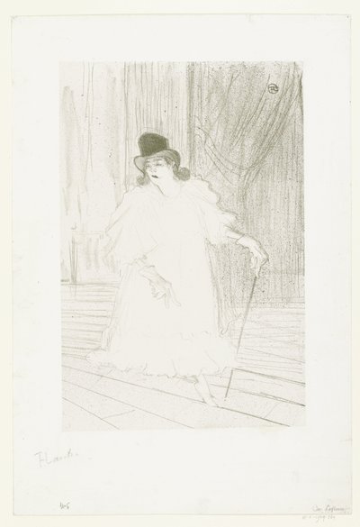 Retrato da cantora Cecy Loftus no palco no teatro Cecy Loftus de Henri de Toulouse Lautrec