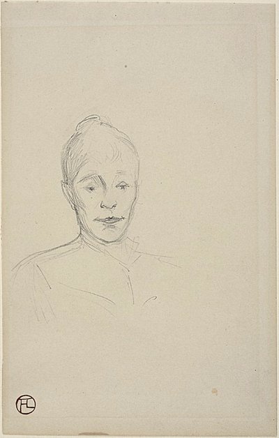 Estudo: Rosto de Mulher de Gola Alta de Henri de Toulouse Lautrec