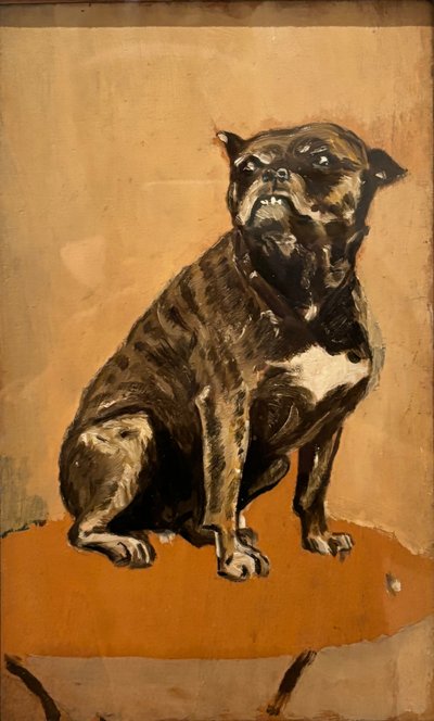 Toucinho, sentado numa mesa de Henri de Toulouse Lautrec