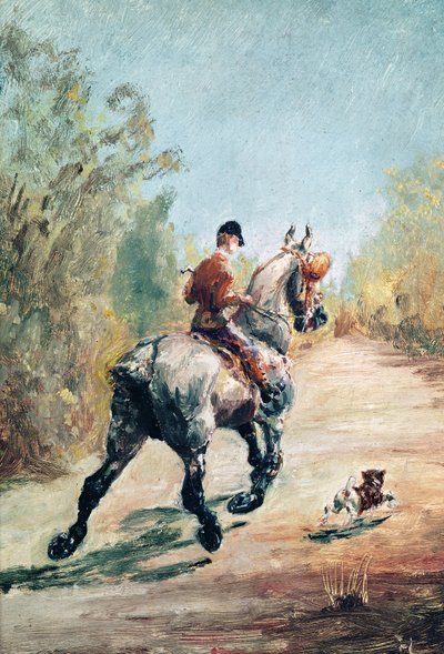 Cavaleiro de trote com um cãozinho, 1879 de Henri de Toulouse Lautrec