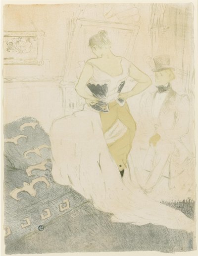 Mulher ajustando seu espartilho, 1896 de Henri de Toulouse Lautrec