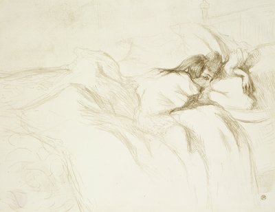 Mulher na Cama—Acordando, prato três de Elles de Henri de Toulouse Lautrec