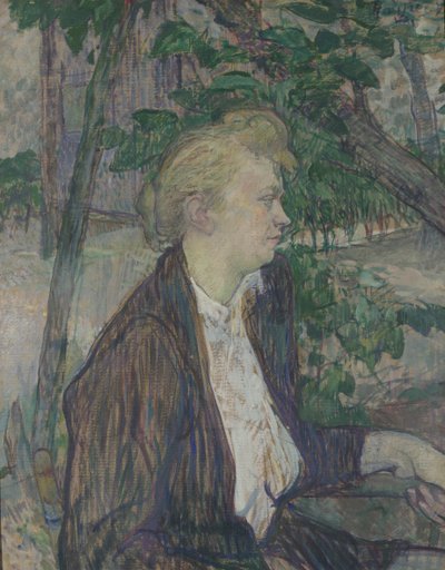 Mulher sentada em um jardim, 1891 de Henri de Toulouse Lautrec
