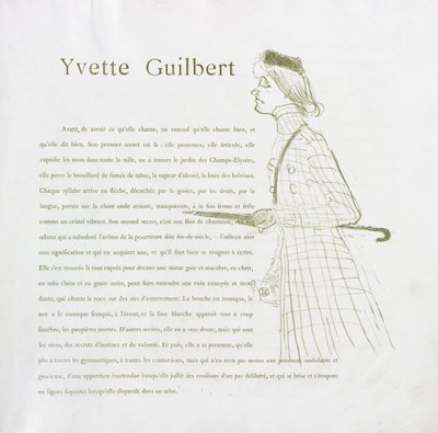 Yvette Guilbert-French Series: No. 1, 1894. de Henri de Toulouse Lautrec