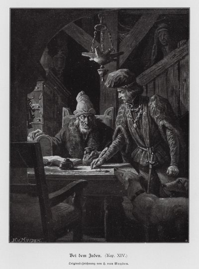 Emprestador de dinheiro judeu (gravura) de Henri van Muyden