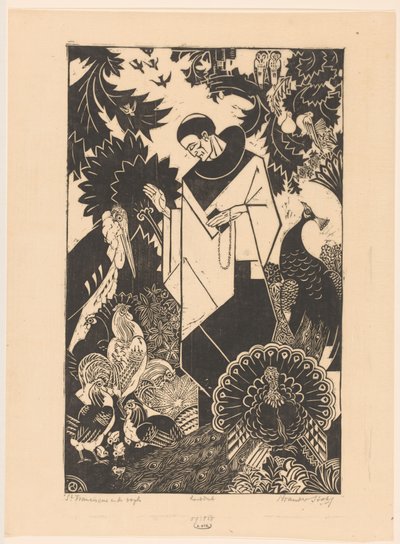 São Francisco e as aves (título original sobre o objecto) de Henri van der Stok (signed by artist)