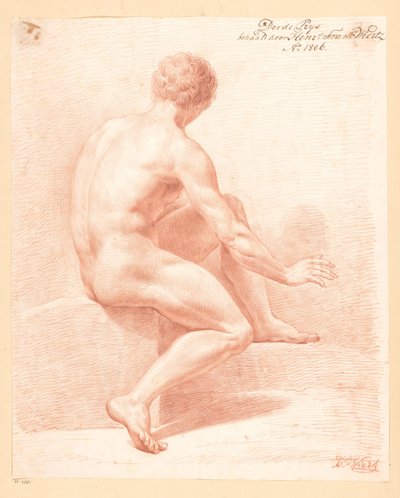 Nu masculino sentado, visto de costas (3º prêmio 1806) de Henricus Franciscus Wiertz