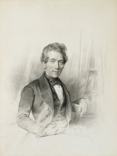 Retrato de Louis Johannes Herckenrath, cônsul do Texas, 1843 (giz, estompe, lápis e aquarela) de Henricus Wilhelmus Couwenberg