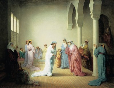 A chegada ao harém em Constantinopla, 1861 de Henriette Browne