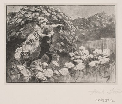 Ilustração para H. C. Andersen: "Hyldemother" de Henrik Arnold Hamilkar Sørensen