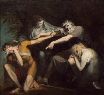 Édipo amaldiçoando seu filho, Polinices de Henry  Fuseli