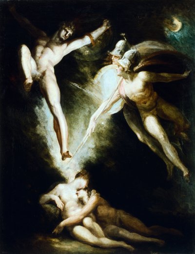 Satanás tocado pela espada de Ithuriel por Johann Heinrich Fussli (1741-1825) de Johann Heinrich Füssli