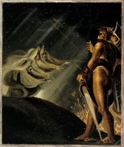 As Bruxas Flutuantes Acima de Macbeth e Banquo (Les sorcieres flottant au dessus de Macbeth et Banquo) - par Fussli (Fuseli), Johann Heinrich de Henry  Fuseli