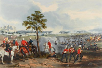 A Batalha de Goojerat, 21 de Fevereiro de 1849 (aquatint, colorido) de Henry (after) Martens