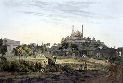 Uma Vista em Lucknow, placa VII, gravada por Daniel Havell (1785-1826) 1809 (gravura) de Henry (after) Salt