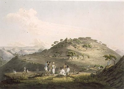 A Cidade de Dixan na Abissínia, gravada por Daniel Havell (1785-1826) 1809 (aquatint) de Henry (after) Salt