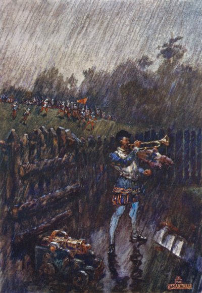 Um alarme, demasiado tarde! (cor litho) de Henry (after) Sandham