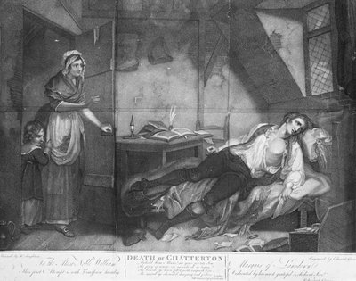 A Morte de Chatterton, gravada por Edward Orme de Henry (after) Singleton