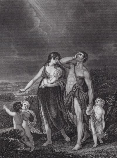A partida de Caim, Génesis, cap. 4, v. 16 (gravura) de Henry (after) Singleton