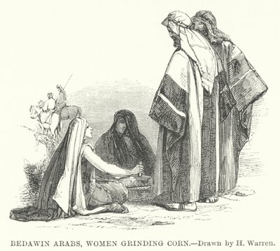 Árabes beduínos, Mulheres moendo milho (gravura) de Henry (after) Warren