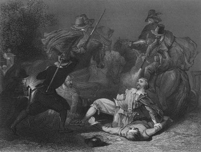 Rebeldes atacam Lord Kilwarden em Dublin, 23 de julho de 1803 (gravura) de Henry (after) Warren