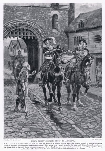Henry joga o manto de Becket para um mendigo AD1117, 1920 de Henry A. Payne