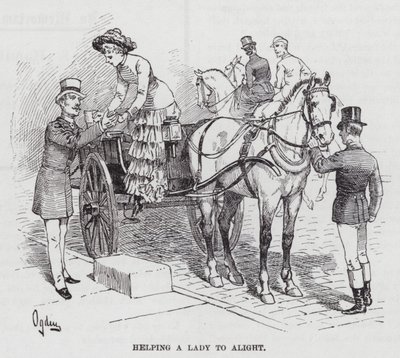 Ajudar uma Senhora a Alimitar (gravura) de Henry Alexander (after) Ogden