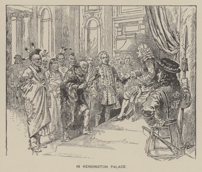 Recepção dos índios Creek pelo Rei George II no Palácio Kensington de Henry Alexander (after) Ogden