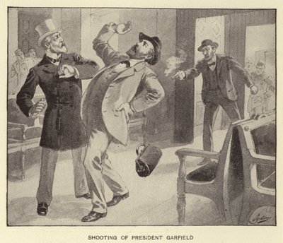 Tiroteio do Presidente Garfield (litho) de Henry Alexander (after) Ogden